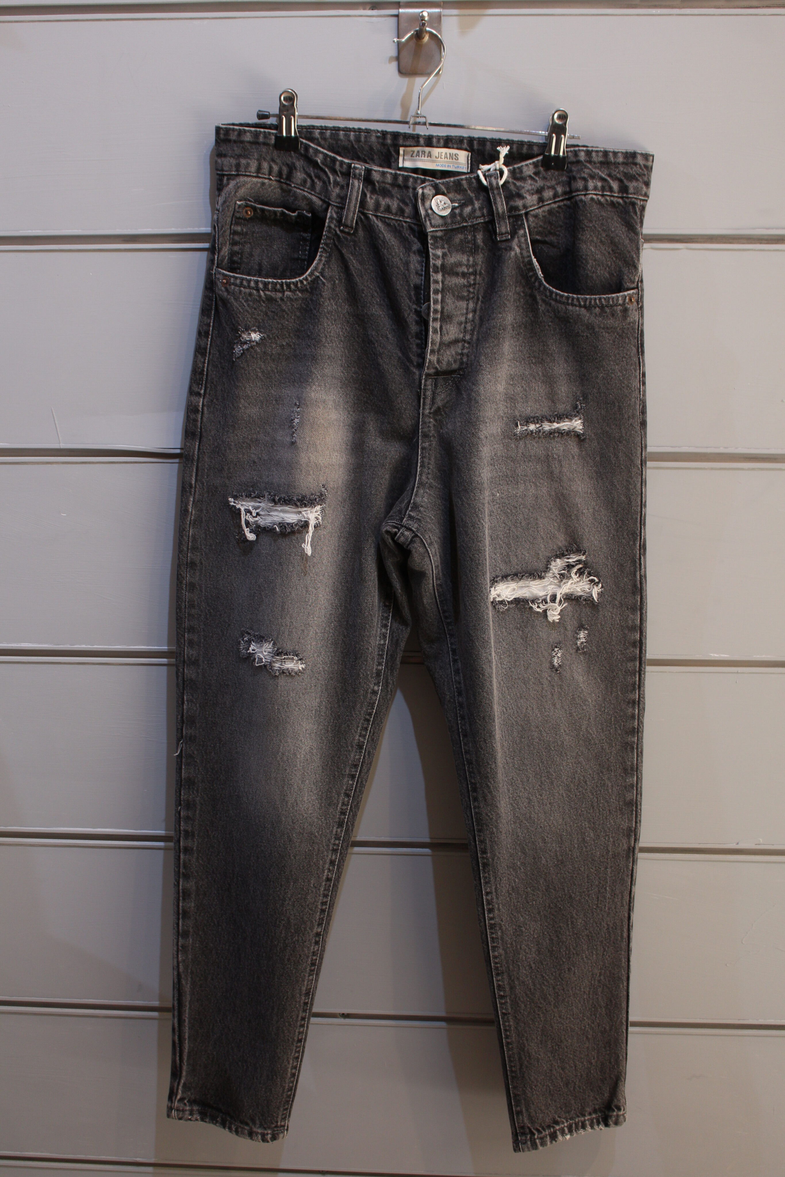 شلوار مام فیت پارچه کویر درجه یک ذغالی سایه دار زاپ دار