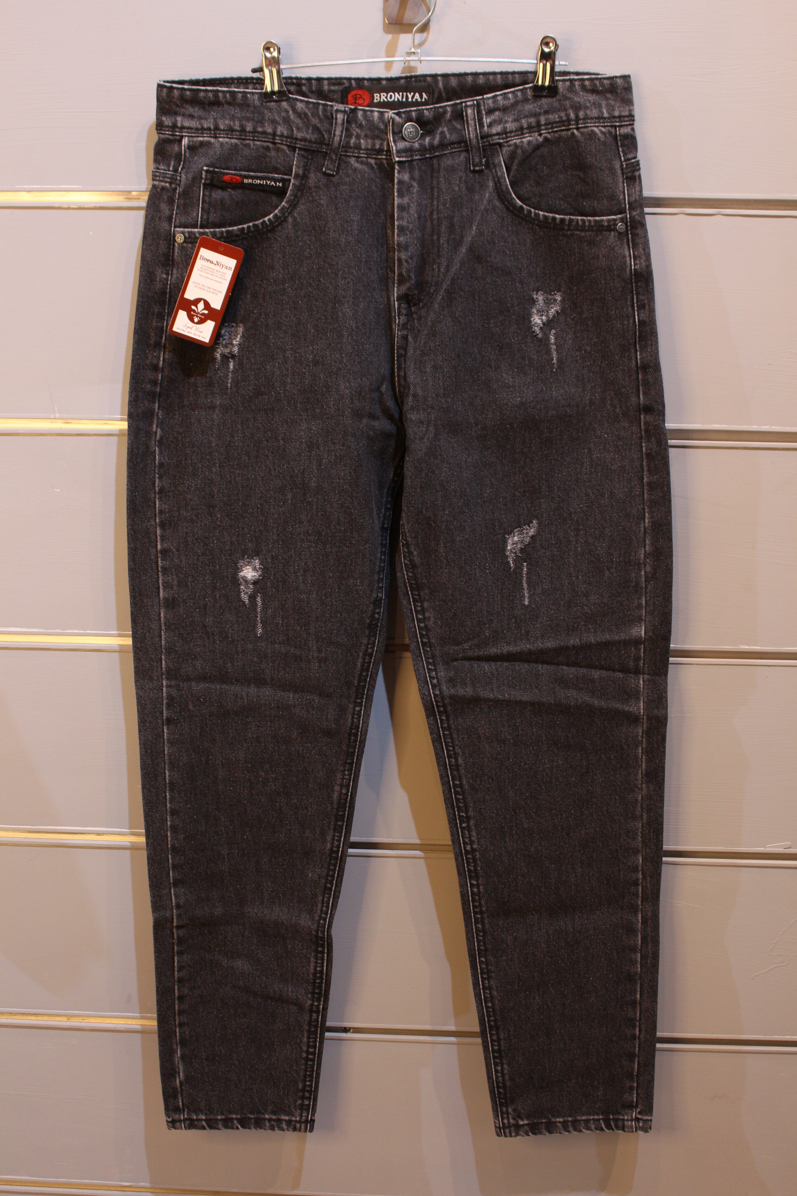 شلوار جین مام‌فیت دودی مردانه