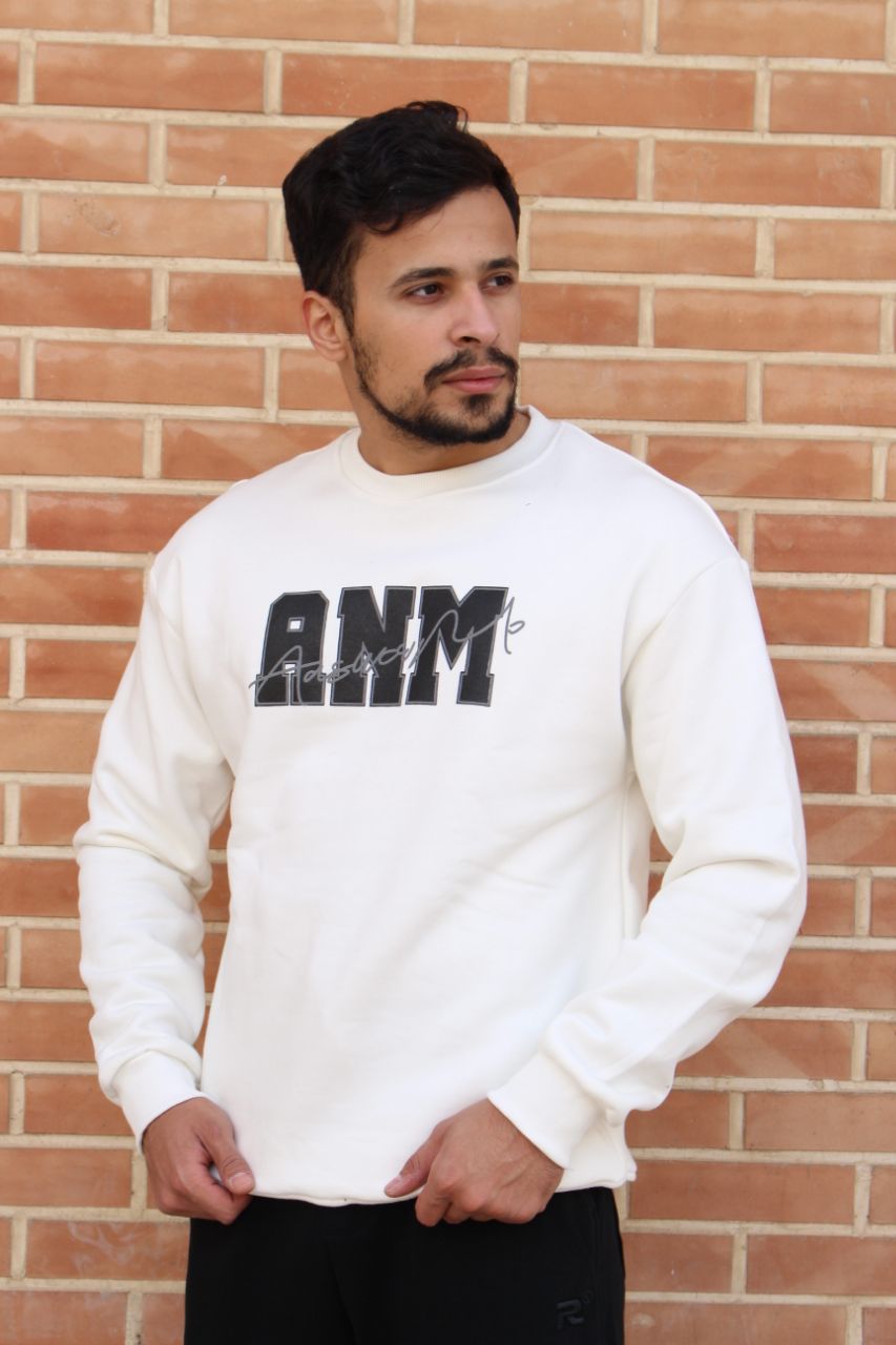 دورس سه نخ داخل کرک طرح دار باکسی لش رنگ سفید مدل ANM