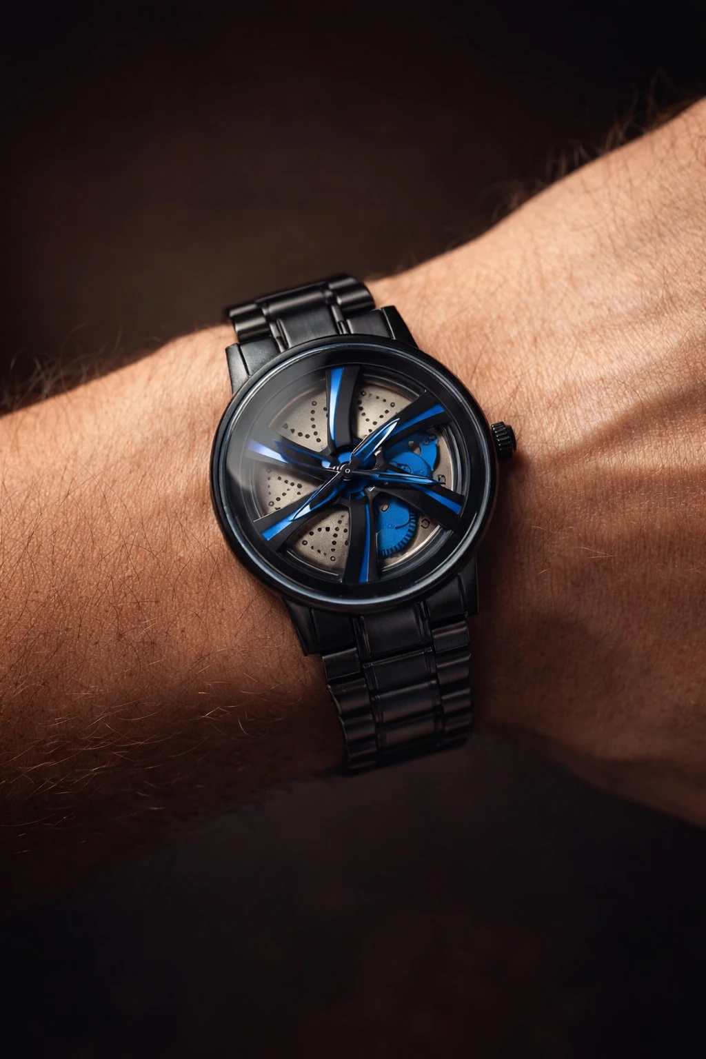 ساعت رینگی پنج پر آبی چرخشی blue rings ضد خش