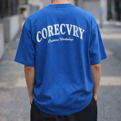تی شرت مردانه باکسی گرم بالا پارچه ماکان مدل CORECVRY رنگ ابی