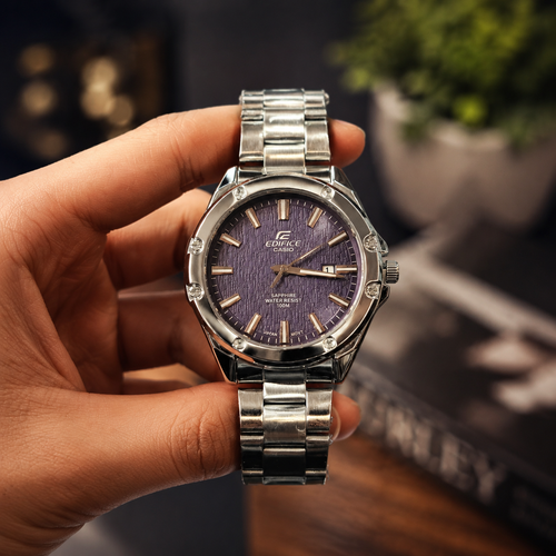 ساعت کاسیو مردانه رسمی مجلسی صفحه سرمه ایCASIO EDIFICE | V33