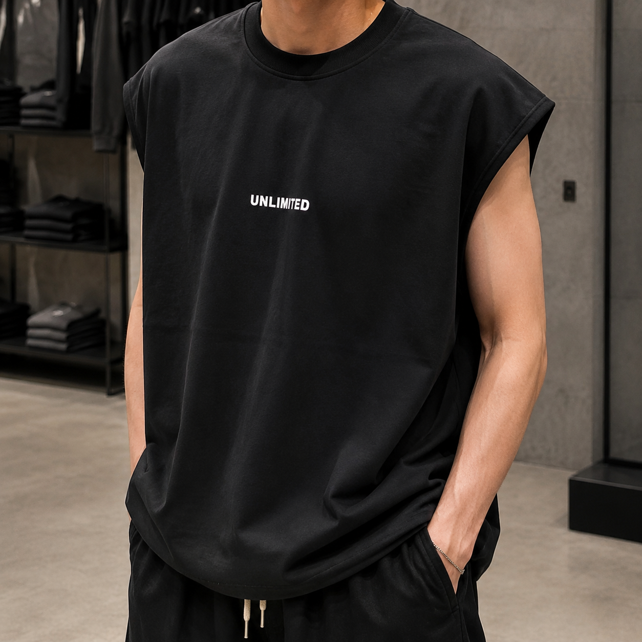 وست مردانه مدل کات-اسلیو (آستین‌حلقه) | رنگ مشکی | Black Sleeveless Vest - Unlimited Edition