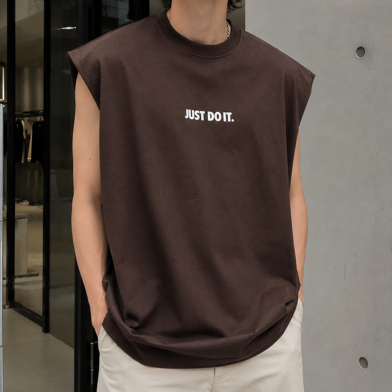 وست مردانه با طراحی کژوال | رنگ قهوه‌ای شکلاتی | Dark Chocolate Brown Casual Vest - Just Do It