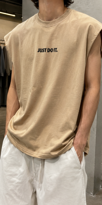 وست مردانه مدل کژوال | رنگ خاکی (Sand) | Sand Minimalist Sleeveless Vest - Just Do It Edition