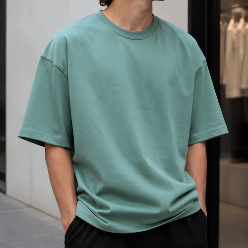 تیشرت بیسیک قوارهدار (Oversized) | رنگ سبز سدری (Sage Green) | Sage Green Minimalist Oversized Tee