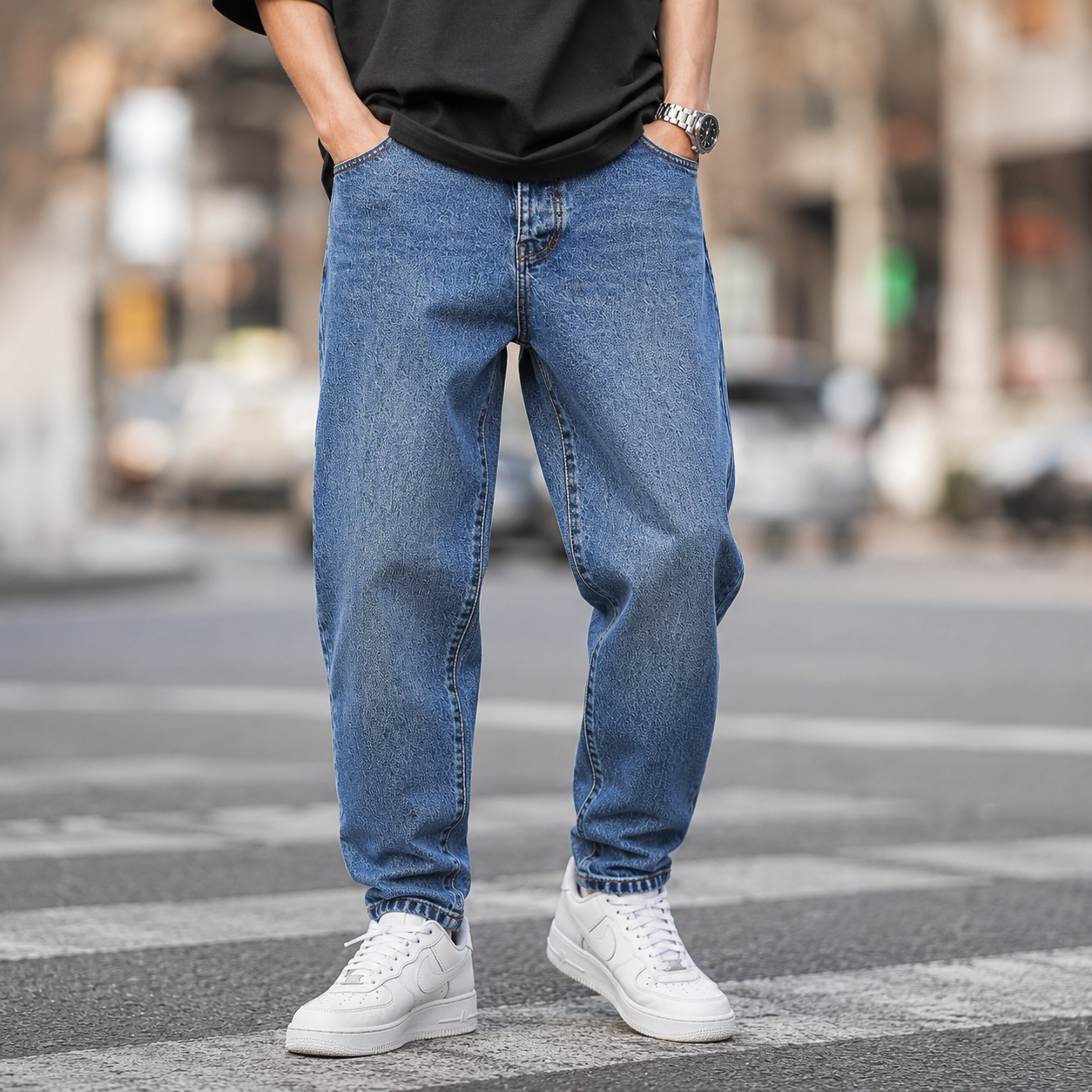 شلوار مام فیت مردانه مدل Tommy Hilfiger Vintage Wash رنگ Dark Blue