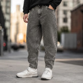شلوار جین مردانه سایز بزرگ 52-58 مامفیت رنگ خاکستری اسیدشور مدل Gray Acid Wash Vintage
