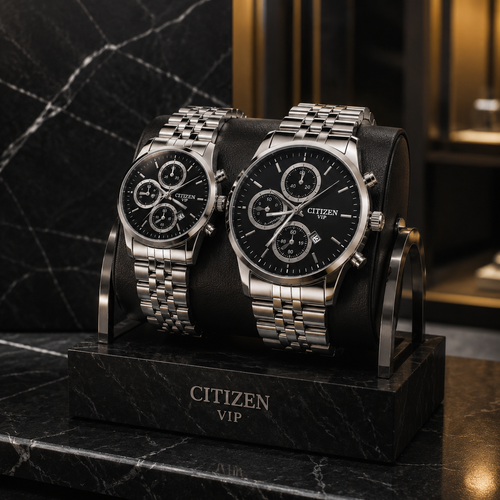 ساعت Citizen VIP مدل Chronograph | بند استیل نقره ای، طراحی کلاسیک کرنوگرافی