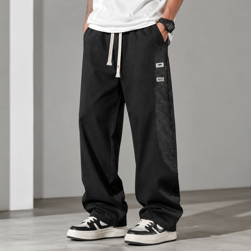 شلوار استریتویر Jet Black مدل بگ با جزئیات Side Pattern وارداتی مستر کوالیتی -حامو ور