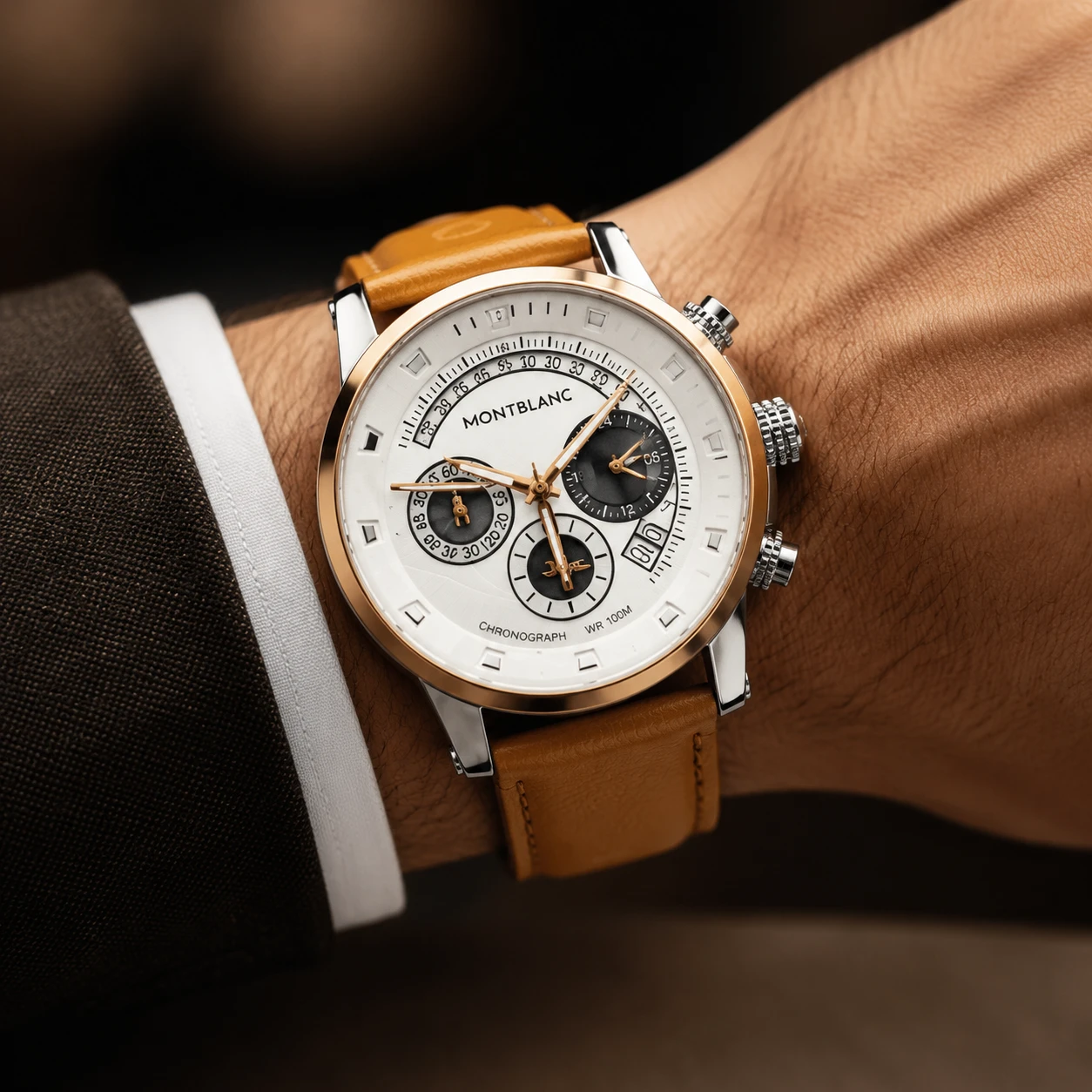 ساعت مچی مردانه مون‌بلان Montblanc Star Legacy کرنوگراف بند قهوه‌ای