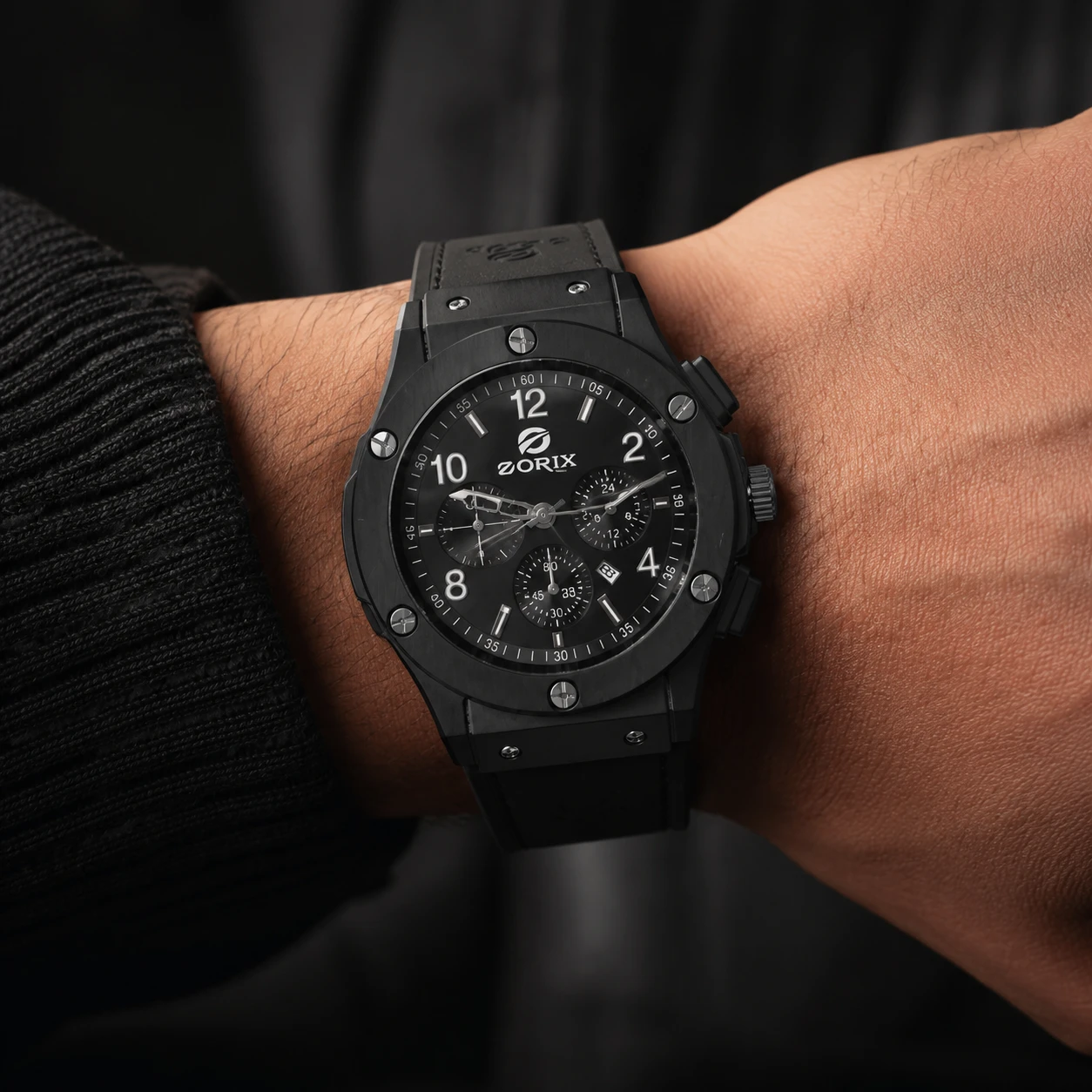 ساعت مچی مردانه DORIX WATCH کوارتز، طرح لوکس اسپرت رنگ مشکی سفید