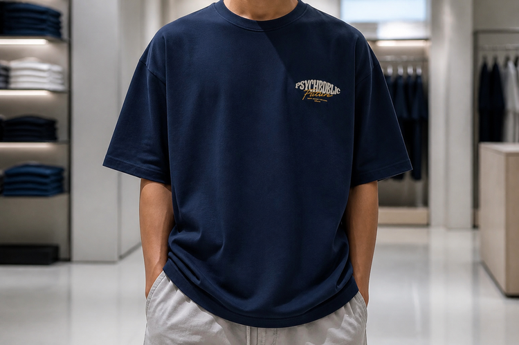 تیشرت مردانه اورسایز Hamo مدل- باکسی سرمه ای