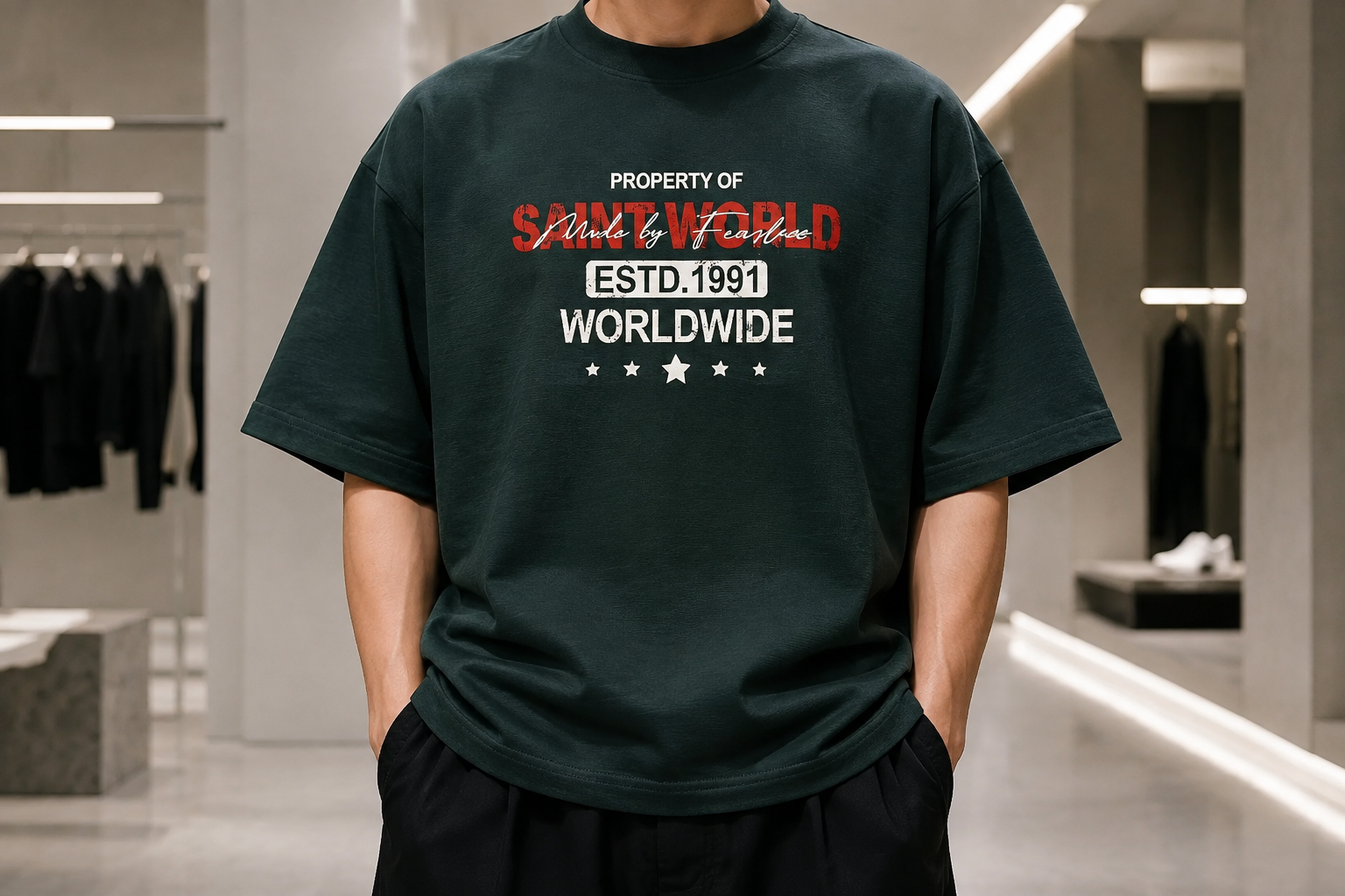 تیشرت لش مردانه رنگ سبز یشمی تیره حامو مدل Streetwear