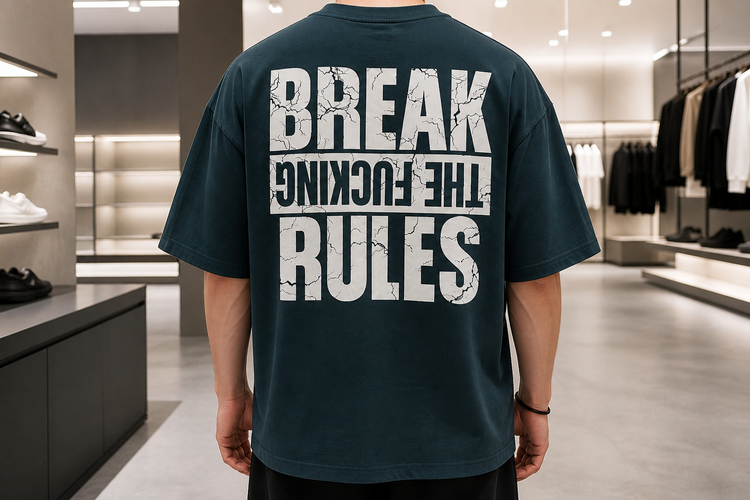 تیشرت مردانه حامو سبز یشمی مدل Break The Rules اورسایز با چاپ پشت