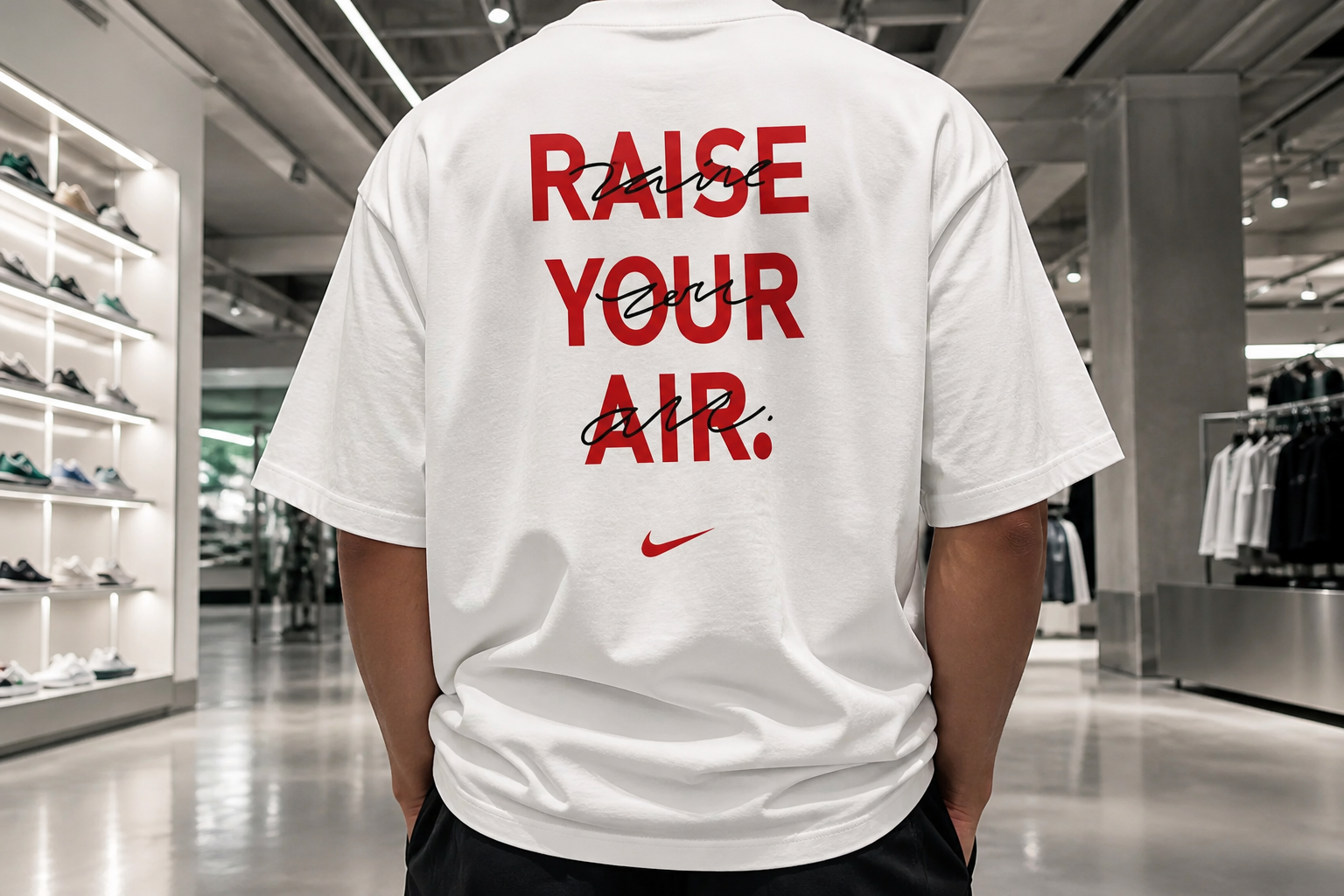 تیشرت مردانه حامو سفیدمدل Raise Your Air اورسایز با چاپ پشت گرافیکی پشت