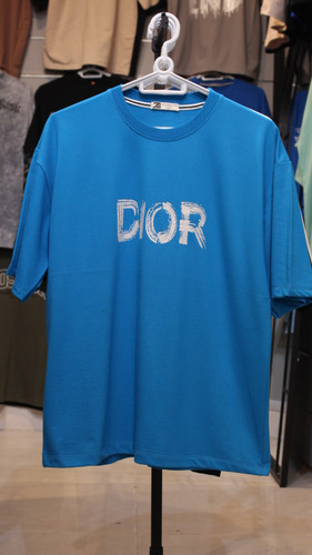تیشرت مردانه DIOR طرح Distressed – آبی رویال فوق لاکچری گرم بالا دورس ماکان