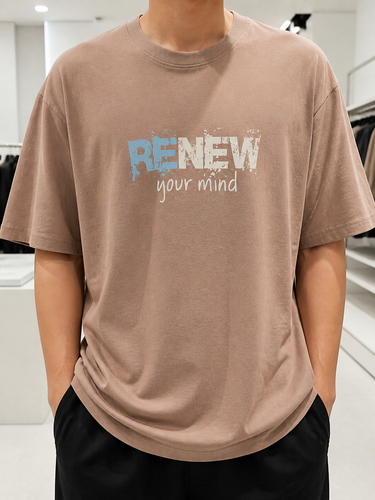 تیشرت خیابانی (Streetwear) حامو طرح گرافیکی RENEW رنگی سرمه ای