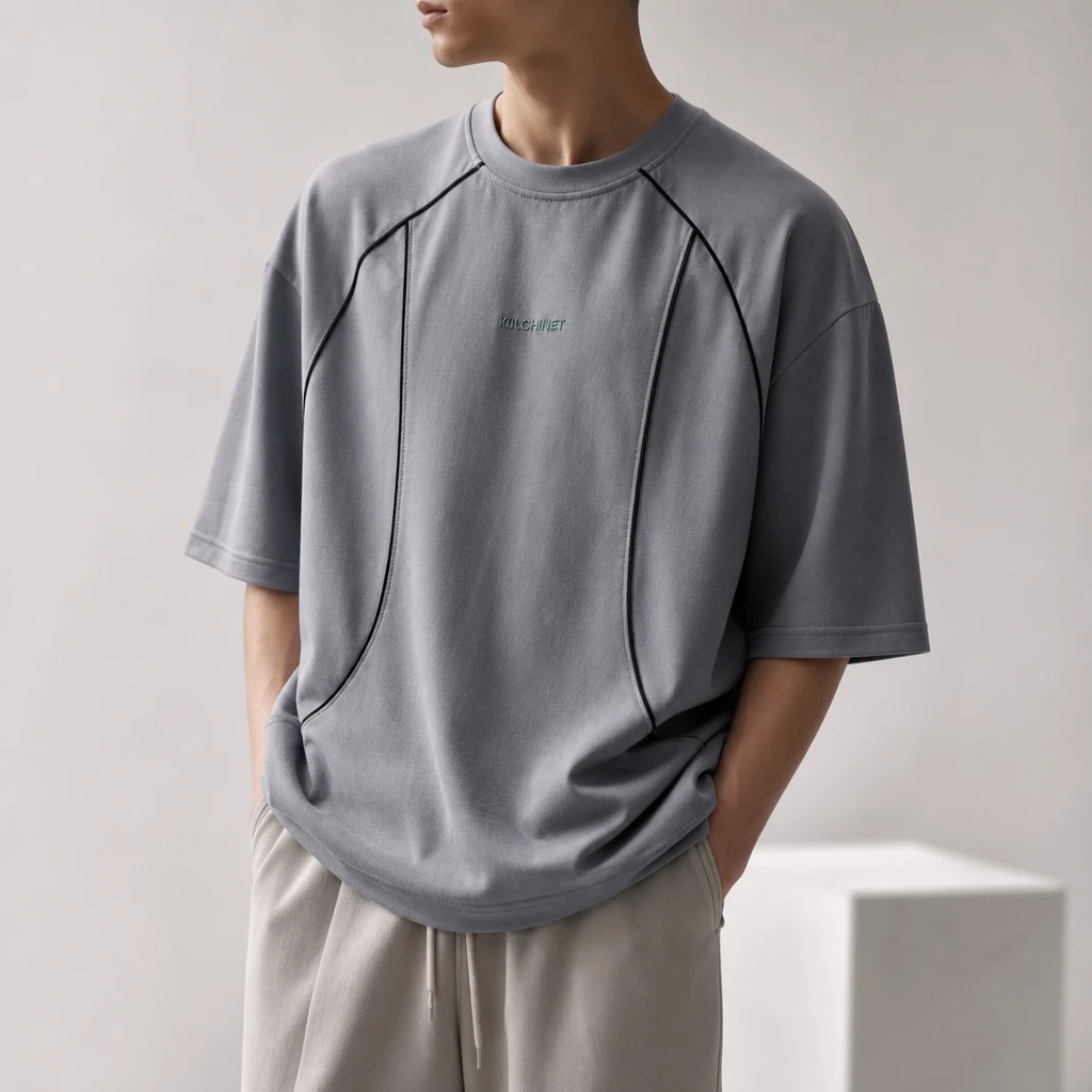 تی شرت مردانه خاکستری ناردو Blue Technical Streetwear Tee در فیت باکسی