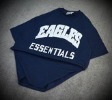 تیشرت مردانه لش باکسی ابی کاربنی جلو چاپ | طرح EAGLES ESSENTIALS| استایل خیابانی مدرن