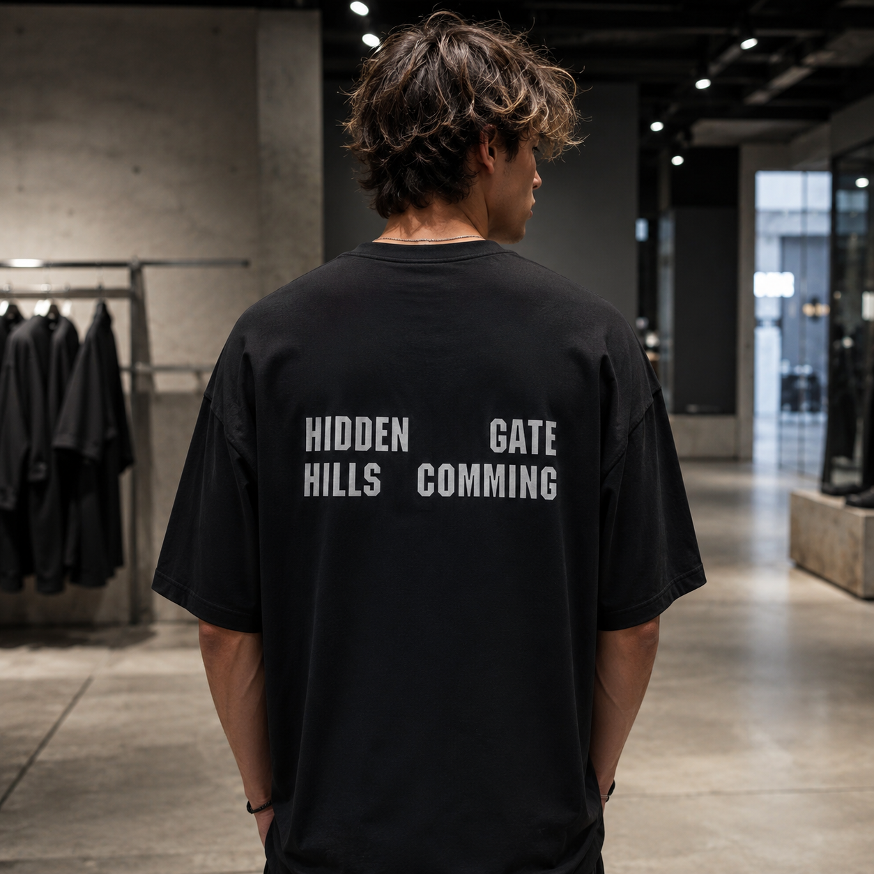 تی‌شرت مردانه باکسی (Oversized) پشت چاپدار | رنگ مشکی | Black Oversized Street-Style Graphic Tee