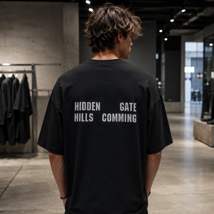 تیشرت مردانه باکسی (Oversized) پشت چاپدار | رنگ مشکی | Black Oversized Street-Style Graphic Tee