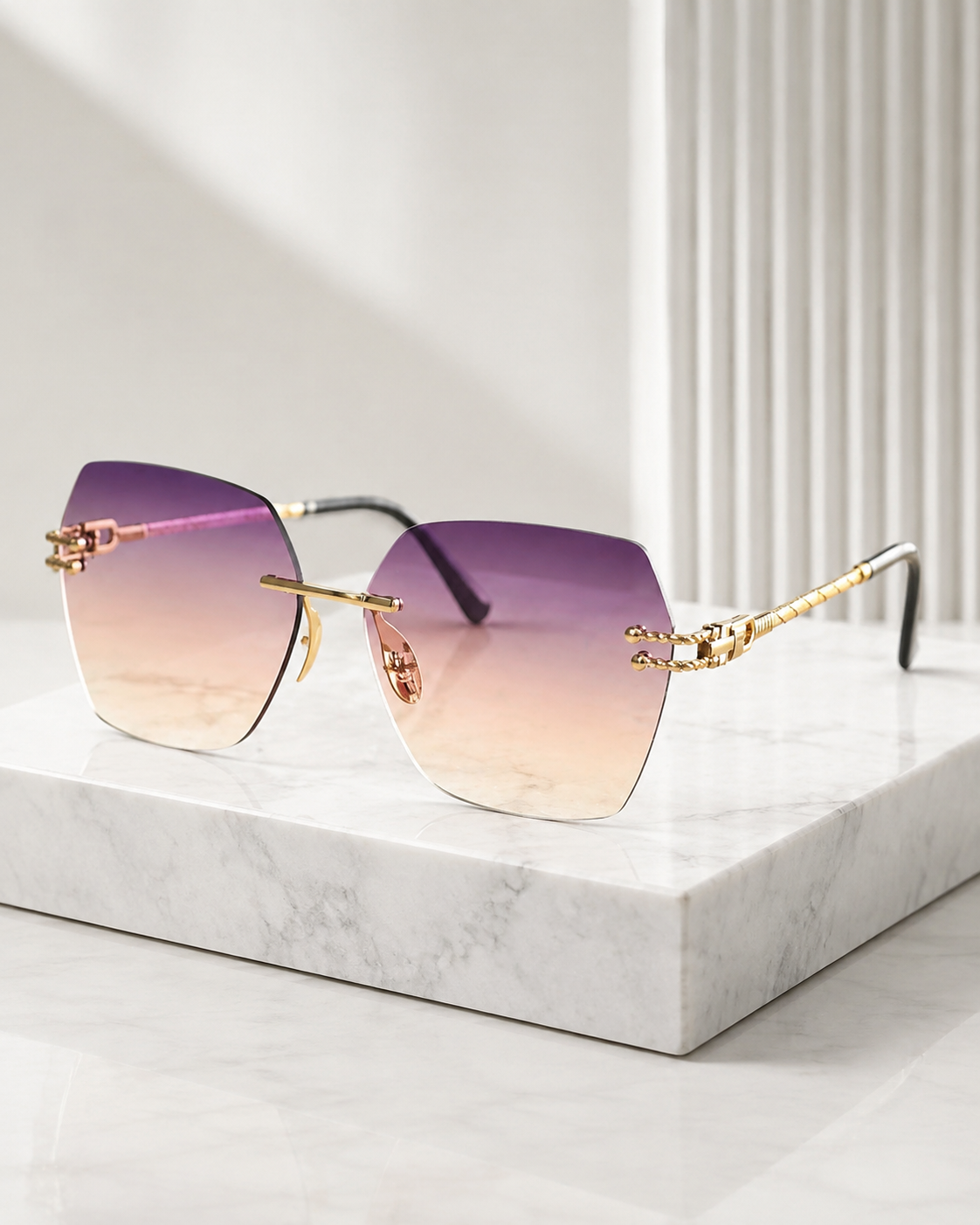 عینک فشن زنانه مدل Champagne Purple Square Sunglasses