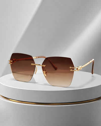 عینک زنانه فشن لنز طیفدار کاراملی دسته زنجیری | Warm Amber Eyewear