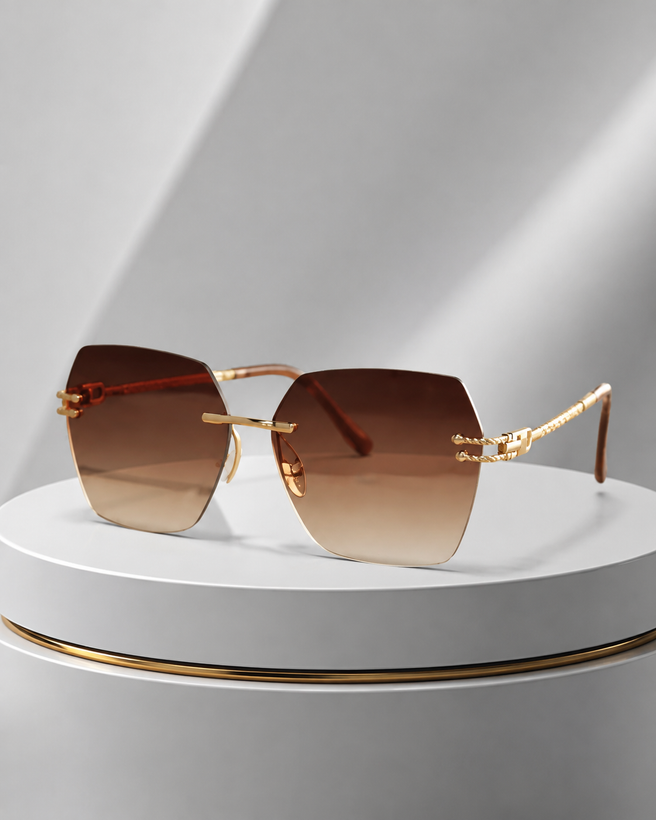 عینک زنانه فشن لنز طیفدار کاراملی دسته زنجیری | Warm Amber Eyewear