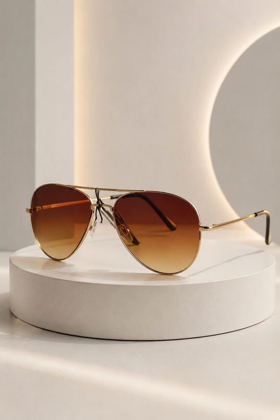 عینک آفتابی خلبانی زنانه مردانه Gold Aviator Brown Gradient
