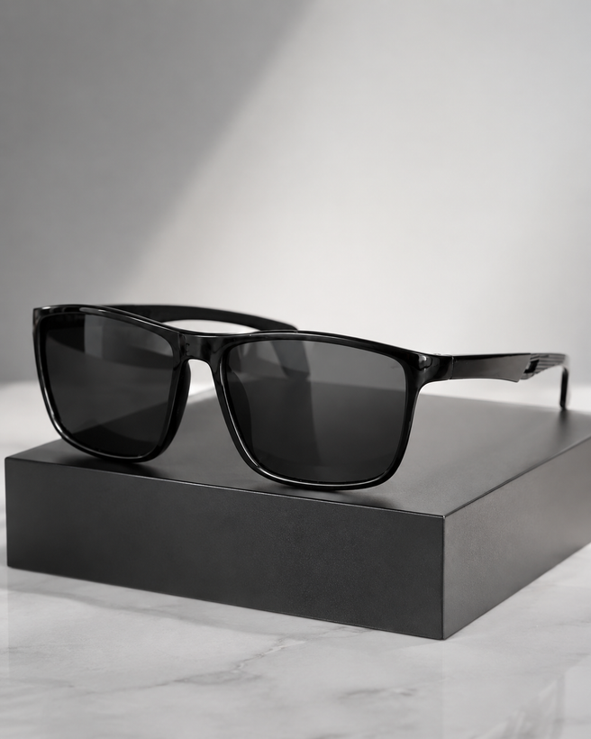 عینک آفتابی مشکی مستطیلی کلاسیک مدل Black Classic Rectangle