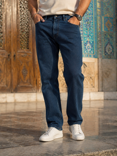 شلوار جین مردانه راسته نیل خام کلاسیک | Men’s Classic Raw Indigo Straight Jeans