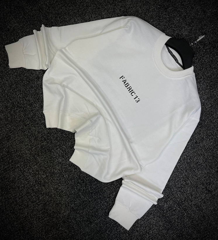 دورس سه نخ پنبه سفید FABRIC 13 مردانه | Hamo White Cotton Sweatshirt