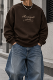دورس پاییزه مردانه سه نخ پنبه گرم بالا رنگ قهوه ای موکا حامو | Hamo Minimal Cotton Sweatshirt