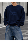 دورس پاییزه مردانه سه نخ پنبه گرم بالا رنگ سرمه ای حامو | Hamo Minimal Cotton Sweatshirt