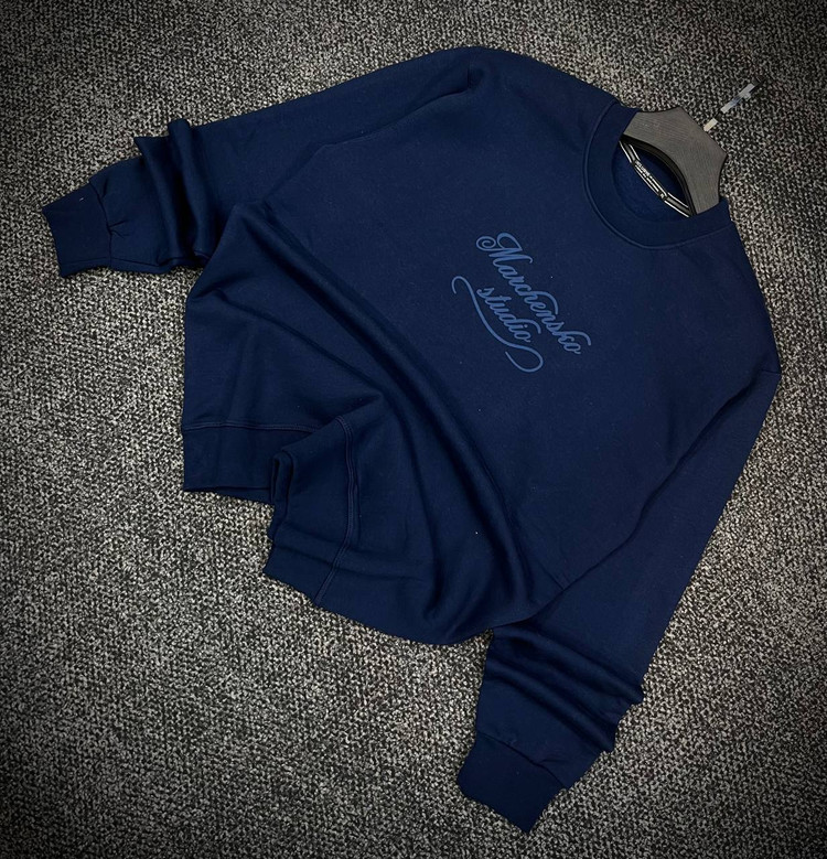 دورس پاییزه مردانه سه نخ پنبه گرم بالا رنگ سرمه ای حامو | Hamo Minimal Cotton Sweatshirt