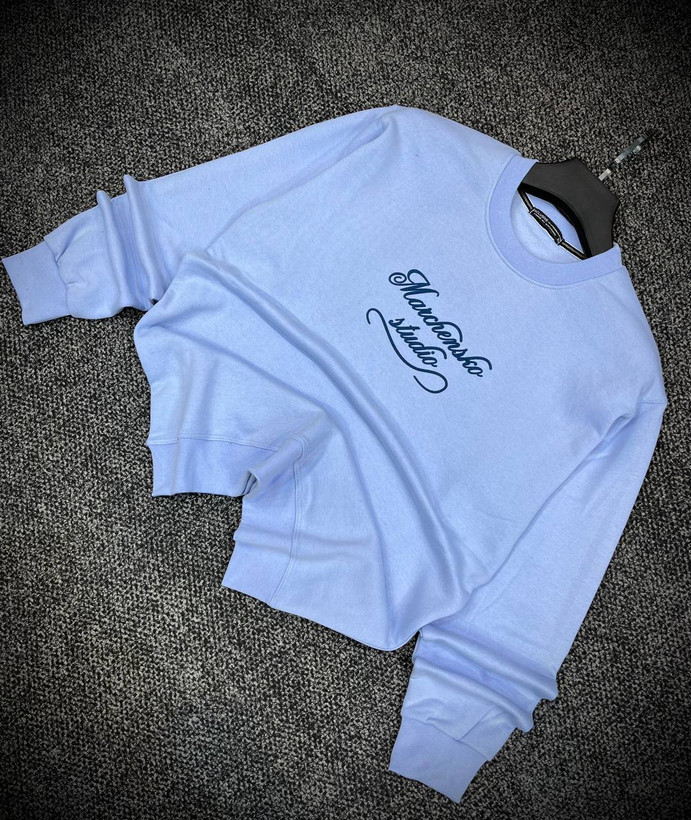 دورس پاییزه مردانه سه نخ پنبه گرم بالا رنگ ابی پاستیلی حامو | Hamo Minimal Cotton Sweatshirt