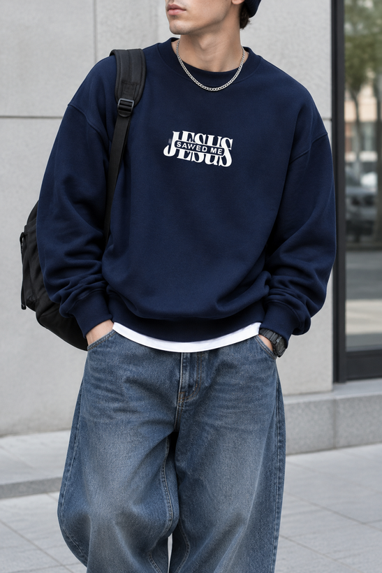 دورس پاییزه مردانه سه نخ پنبه گرم بالا گرافیکی رنگ سرمه ای حامو SAVEDE ME | Hamo Cotton Sweatshirt