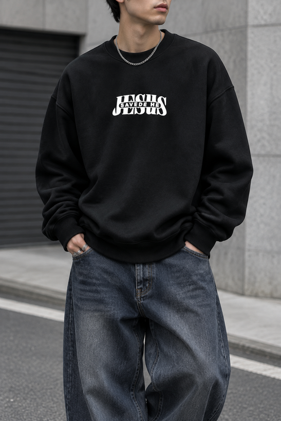 دورس پاییزه مردانه سه نخ پنبه گرم بالا گرافیکی رنگ مشکی حامو SAVEDE ME | Hamo Cotton Sweatshirt