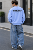 دورس یقه گرد مشکی با چاپ پشت طرح KONCEPT حامو رنگ ابی پاستیلی | Hamo Minimalist Crewneck