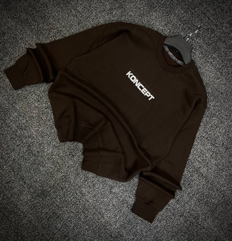 دورس یقه گرد مشکی با چاپ پشت طرح KONCEPT حامو رنگ قهوه ای موکا | Hamo Minimalist Crewneck