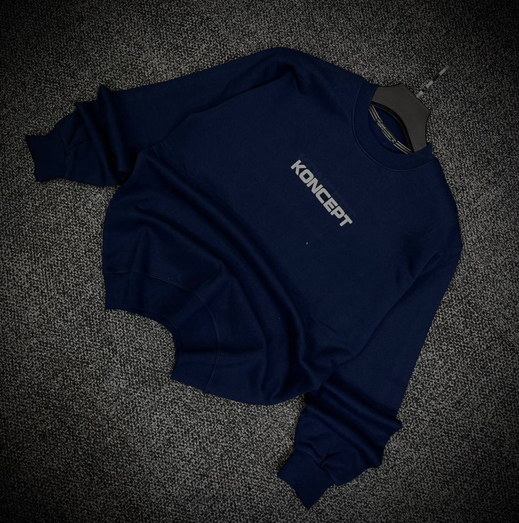 دورس یقه گرد مشکی با چاپ پشت طرح KONCEPT حامو رنگ سرمه ای | Hamo Minimalist Crewneck