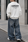دورس یقه گرد مشکی با چاپ پشت طرح KONCEPT حامو رنگ سفید | Hamo Minimalist Crewneck