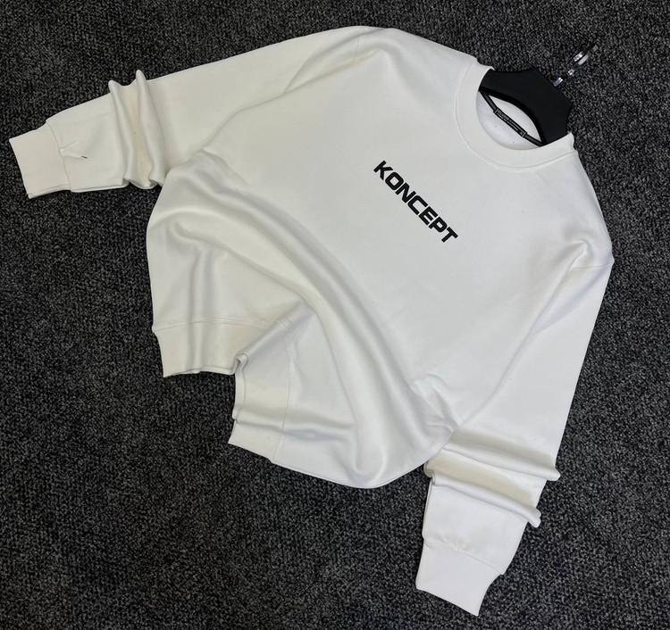دورس یقه گرد مشکی با چاپ پشت طرح KONCEPT حامو رنگ سفید | Hamo Minimalist Crewneck