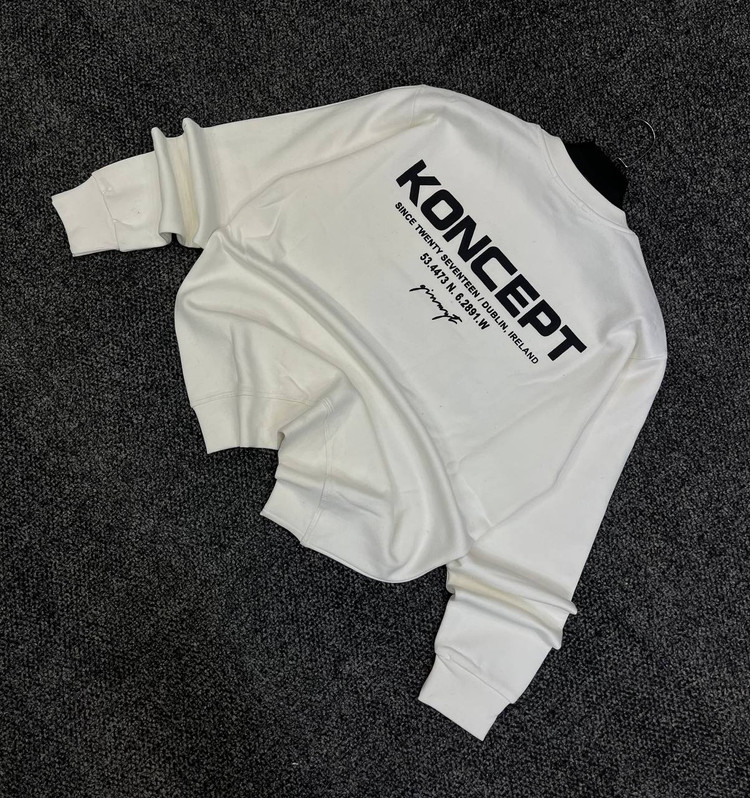 دورس یقه گرد مشکی با چاپ پشت طرح KONCEPT حامو رنگ سفید | Hamo Minimalist Crewneck