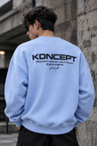 دورس یقه گرد مشکی با چاپ پشت طرح KONCEPT حامو رنگ ابی پاستیلی | Hamo Minimalist Crewneck