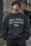 دورس گرم بالا مردانه پنبه سه نخ حامو رنگ خاکستری دودی تایپوگرافی 1966 | Hamo Navy Oversized Sweatshirt