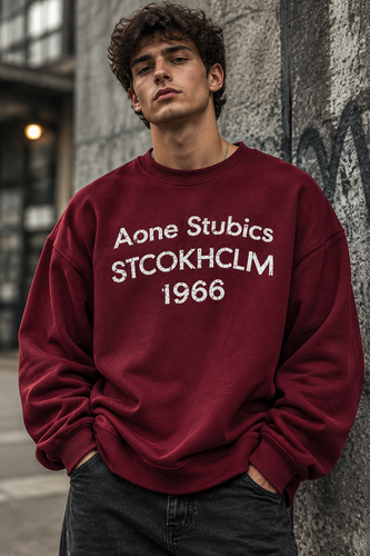 دورس گرم بالا مردانه پنبه سه نخ حامو رنگ زرشکی تایپوگرافی 1966 | Hamo Navy Oversized Sweatshirt