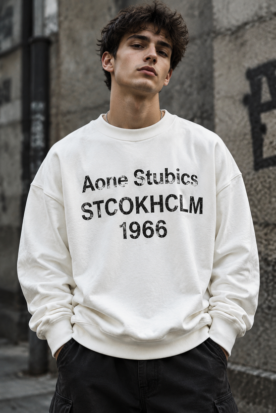 دورس گرم بالا مردانه پنبه سه نخ حامو رنگ سفید تایپوگرافی 1966 | Hamo Navy Oversized Sweatshirt