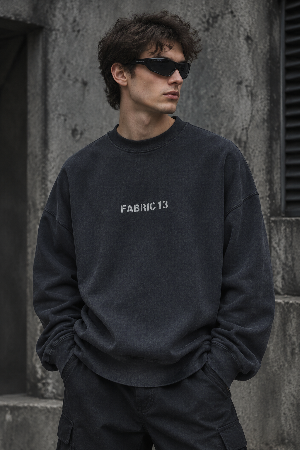 دورس مردانه پنبه سه نخ گرم بالا حامو رنگ خاکستری دودی طرح FABRIC 13 | Hamo Men’s Sweatshirt